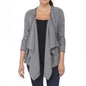 Merona Asymmetrical Chevron Print Open Front Sweater Cardigan M Black/White